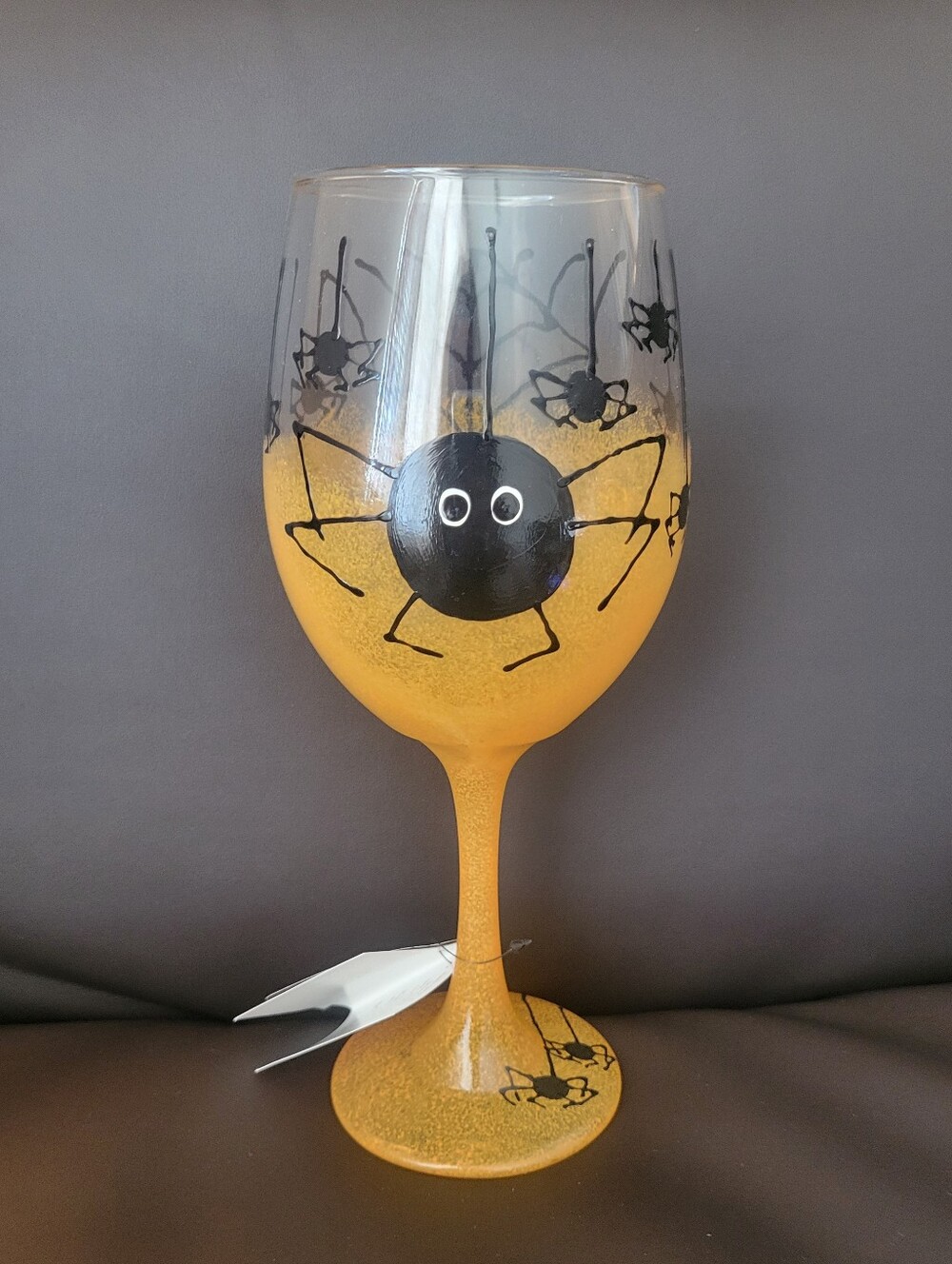 🕷️ Spooky Cute Hand-Painted Spider Halloween Wine Glass 🎃